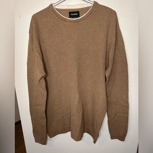 Men's Pull&Bear Brown Cotton Crewneck Sweater